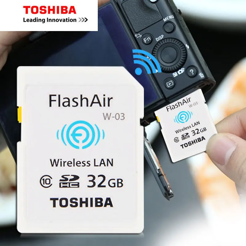 TOSHIBA Flash Air W 03 Memory Card 32GB 16GB wifi SD Card Class 10 Wireless SDHC Memory Card