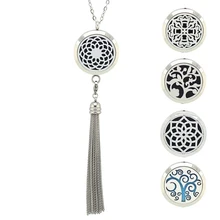 316L нержавеющая сталь Духи Диффузор медальоны ожерелье 30 мм Ароматерапия Ожерелье с кисточкой(бесплатно с цепочкой и 5 подушечками