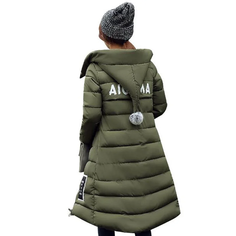 Women Long Down Cotton padded Jacket Lady Plus Size Winter Wadded Jacket Parka Slim Winter Coat