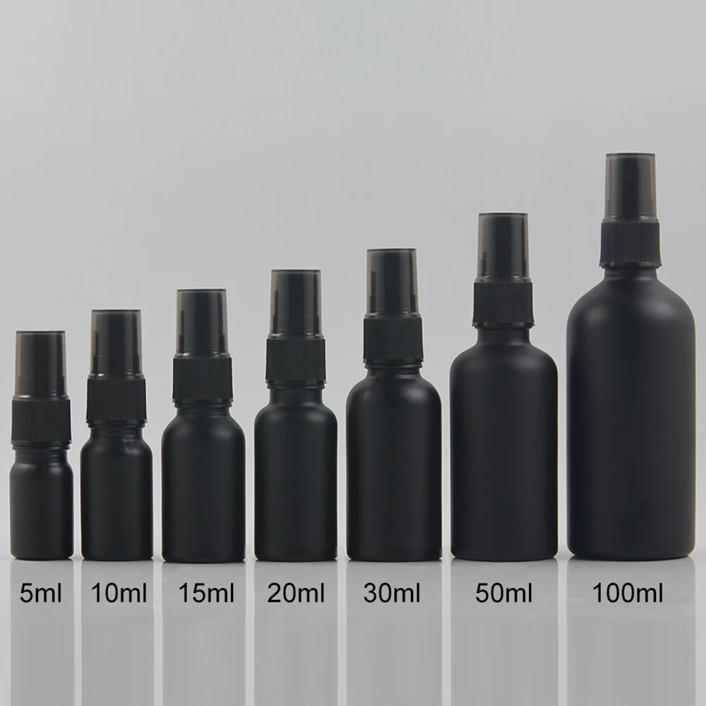 Пустой 5 мл Черный Туман Спрей стеклянная бутылка с пластиковым насосом и крышкой, эфирные масла стеклянные контейнеры для путешествий