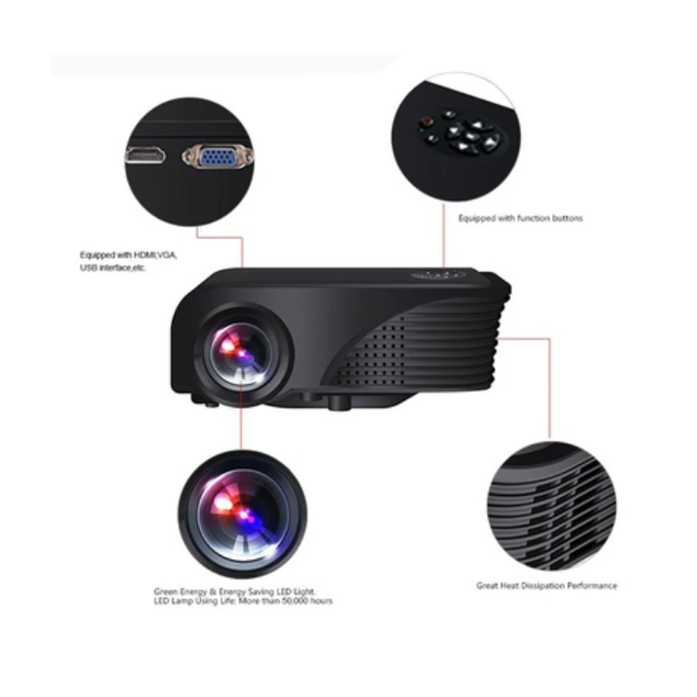 1080P HD Mini Proyector LED Portable HDMI/VGA/USB/TF/AV Video Projector Multimedia Projector HD Projector Home Theater 1080P HD Mini Proyector LED Portable HDMI/VGA/USB/TF/AV Video Projector Multimedia Projector HD Projector Home Theater