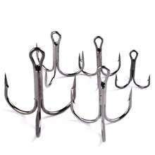 50pc FishHook Fishing Hook High Carbon Steel Treble Hook Fishing Tackle Round Bent Treble Saltwater Bass 2#-10# Fishing Tools