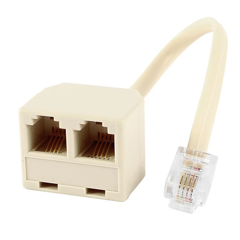 

2 Pcs 6P4C RJ11 Male to 2x Female Splitter Tele pone Connector Adapter