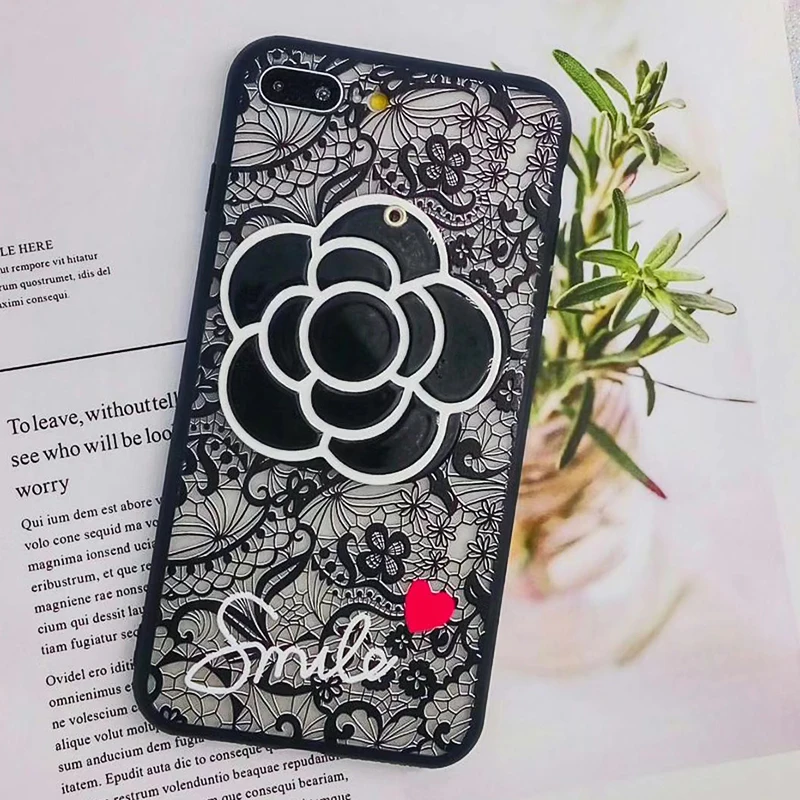 3D Luxury Flower Patterned Mirror Case For iPhone 8 7 7Plus 6 6s Case Lace Silicone Soft Case For iPhone 6 S 6s 7 8 Plus X Cover (4)