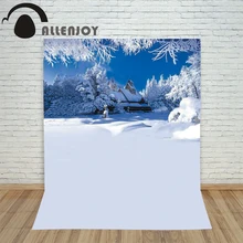Christmas backdrop photography Allenjoy Snow house snow forest background photographic studio vinyl camera photo for sale
