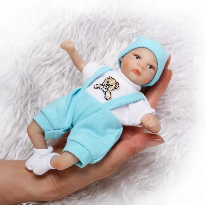 Nicery 8 дюймов 20 см Bebe Reborn мини кукла мягкая силиконовая Реалистичная игрушка подарок для ребенка Рождественская розовая шляпа синяя шляпа две куклы - Цвет: RD20C001BO