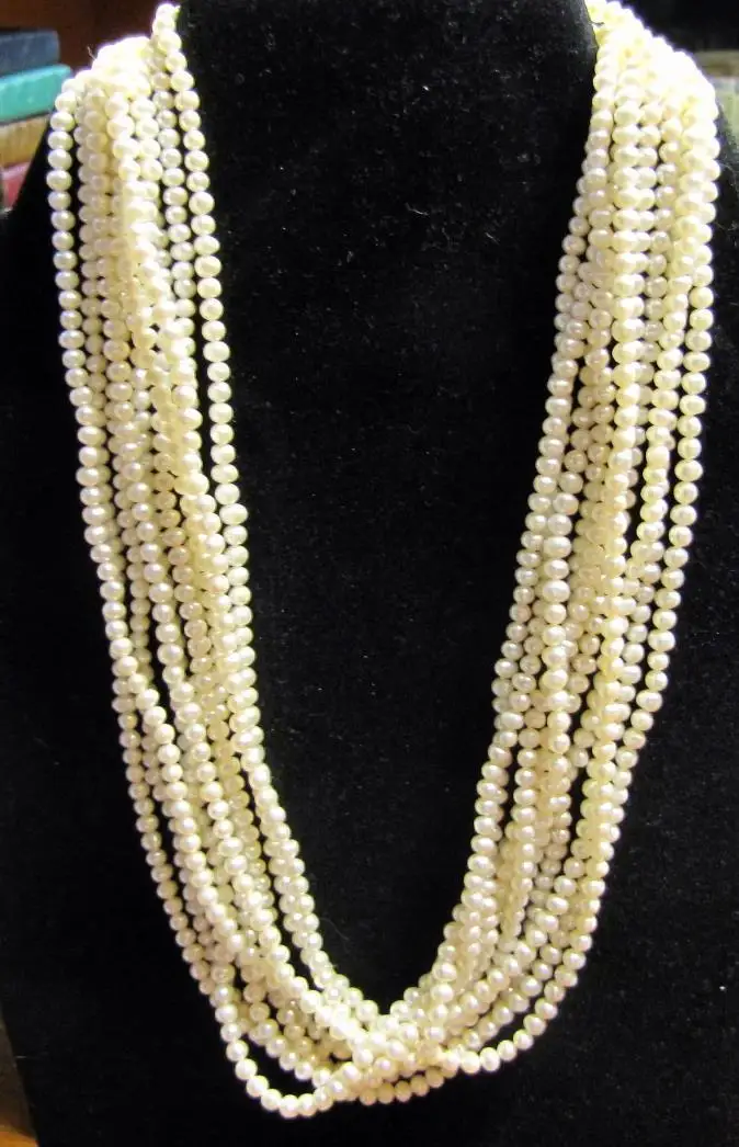 

Jew3116 2-3mm natural south seas white pearl necklace 100inch (A0329)