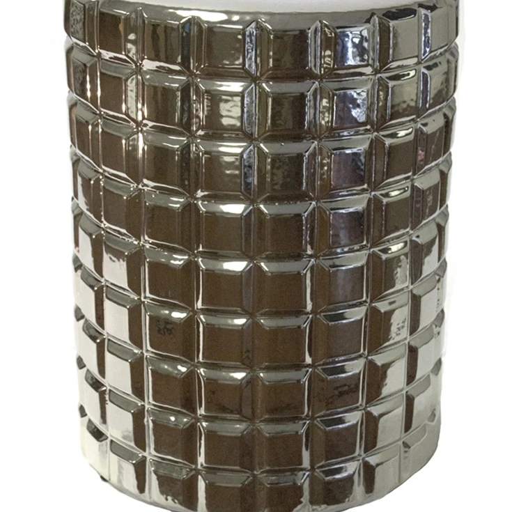 Retro Ceramic Garden stool, Silver