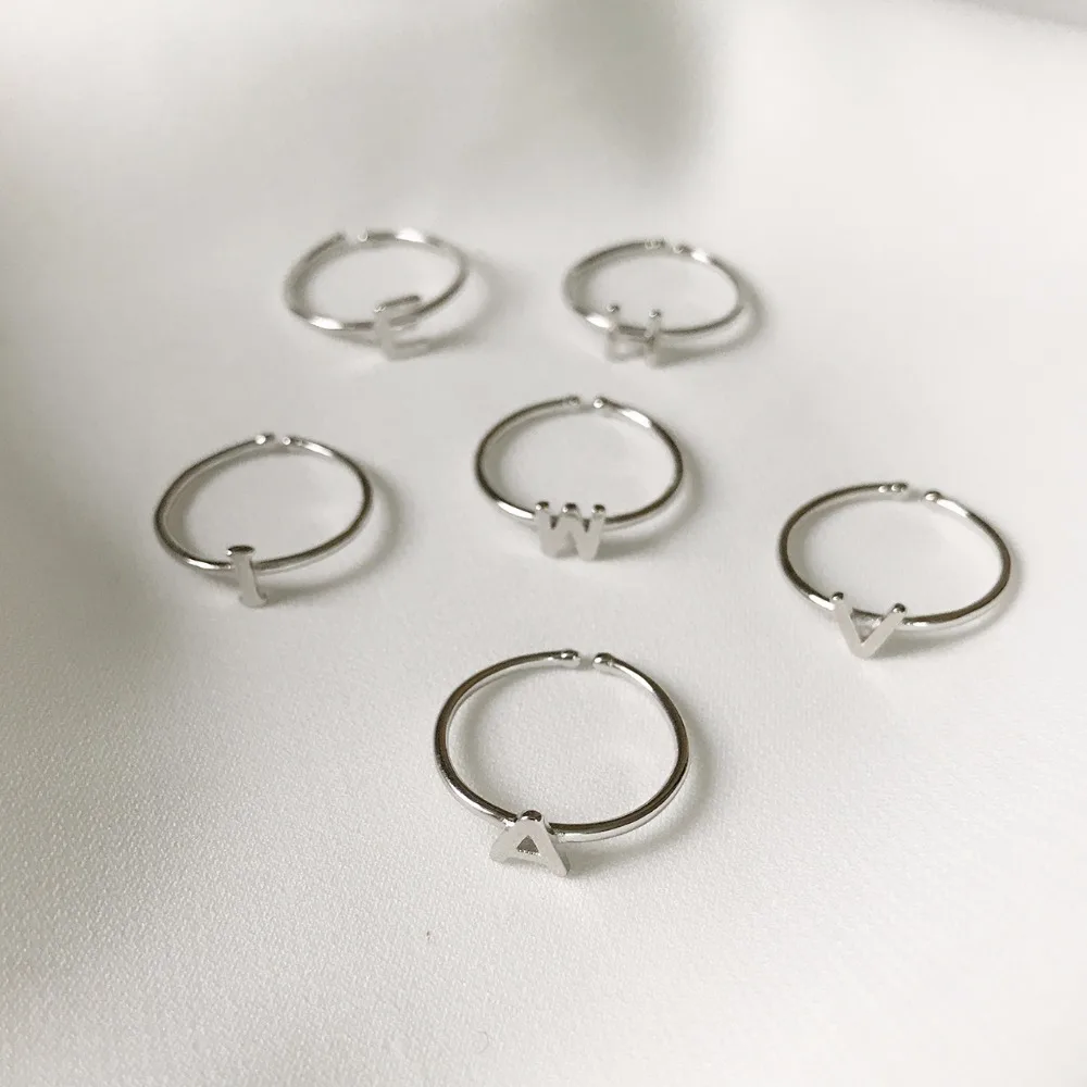 

Custom Personalized 925 Sterling Silver Alphabet Rings A-Z Initial Letter Name Rings Charm Jewelry Fashion Love Gift New Arrive