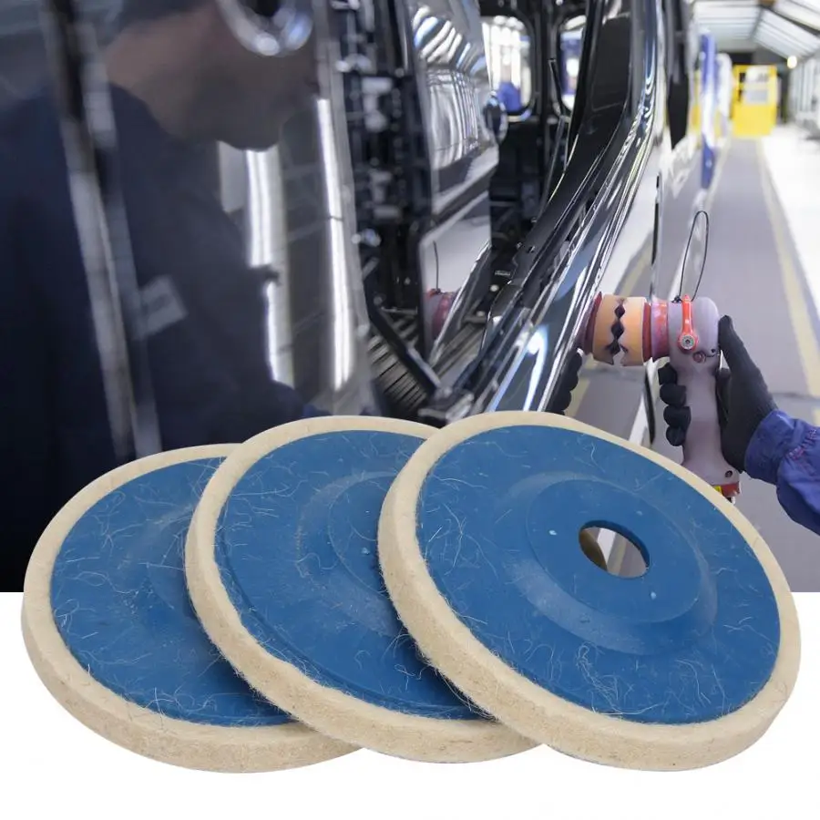

3 pcs 100 mm Wool Polishing Wheel Popular Practical Angled Wool Wheel 4 Inch Wool Polishing Wheel Felt Disc Polishing