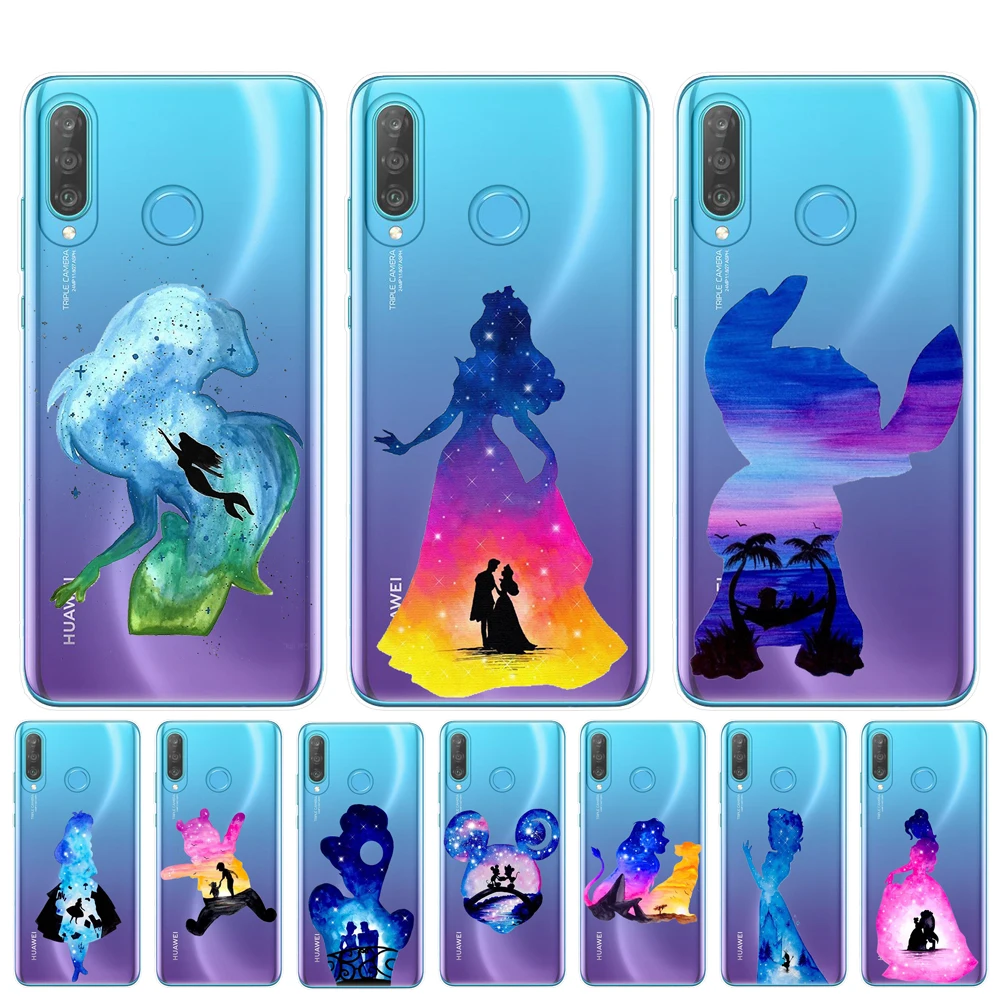 

Colorful Snow White Lion King Mermaid Stitch Winnie Pooh Case Cover For Coque Huawei P30 P20 Lite Pro P10 P9 P8 Lite 2017 Capa