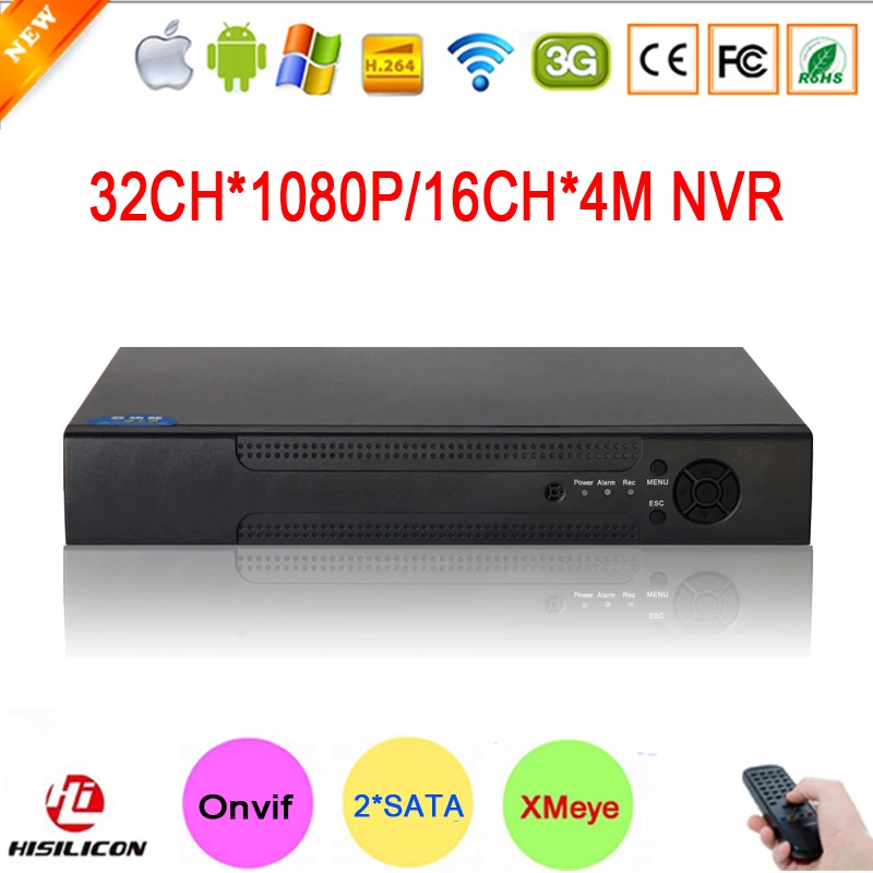 NEW!!! Hi3535 Chip Two SATA 32CH 1080P 2MP IP Camera Surveillance Video Recorder 16CH 4MP HD Digital Onvif NVR Free Shipping