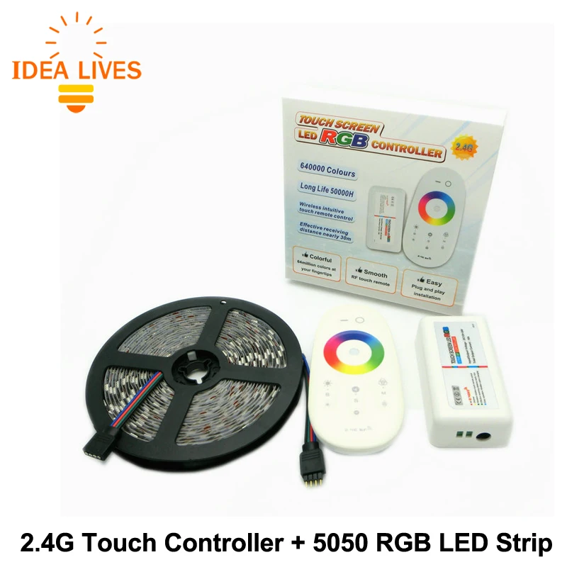 5050 RGB LED Strip 5m 2 4G Touch controller DC12V 60LED m RGB Flexible LED Light