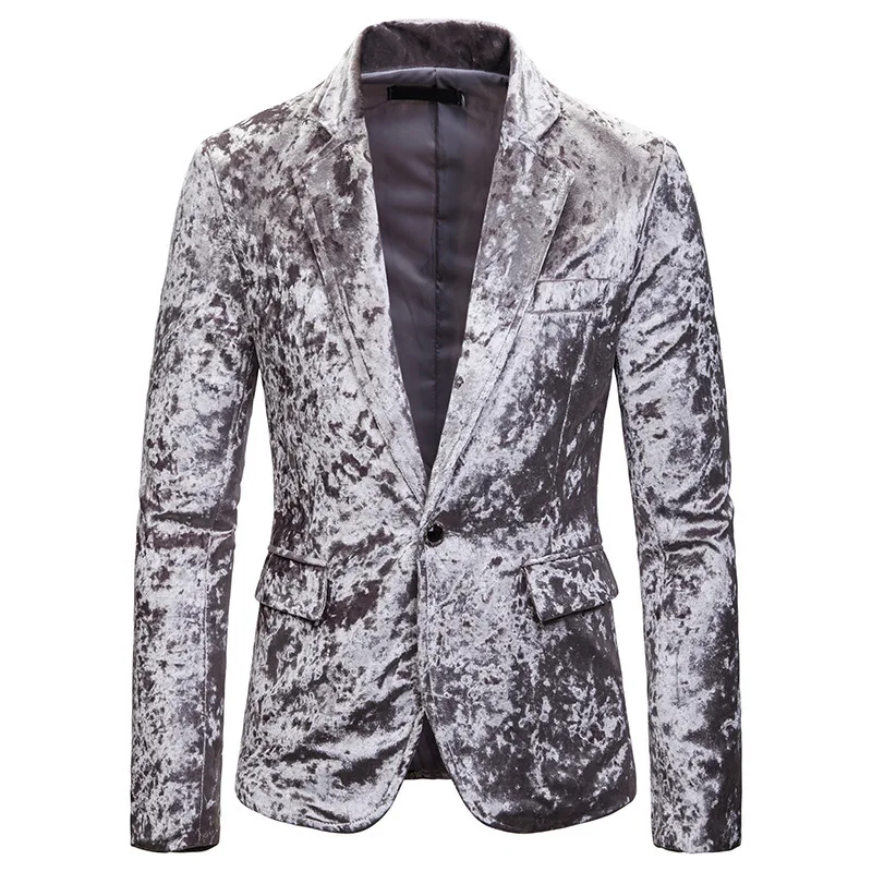 Мужской вельветовый велюровый белый пиджак, новинка, приталенный вельветовый пиджак на одной пуговице, мужские вечерние блейзеры для клубной сцены, Masculino