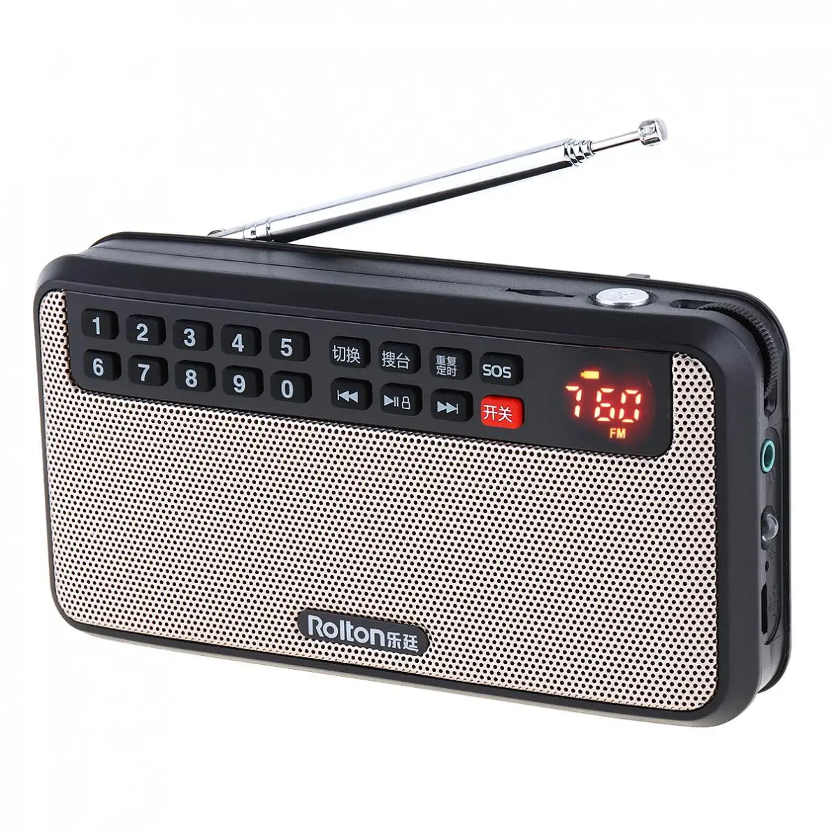 Фото Портативный fm-радиоприемник Rolton T60 с USB, светодиодный сабвуфер, mp3-плеер, фонарь, лампа, деньги, для дома и улицы №5