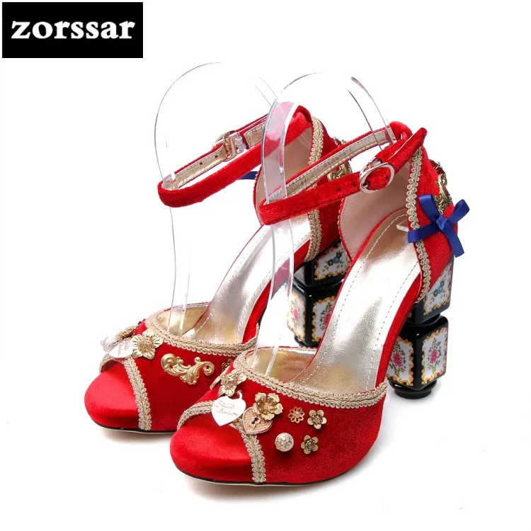 

{Zorssar} 2018 Ankle Strap Heels Women Sandals Summer Shoes Women Open Toe Chunky High Heels Party Dress Sandals Big Size 43