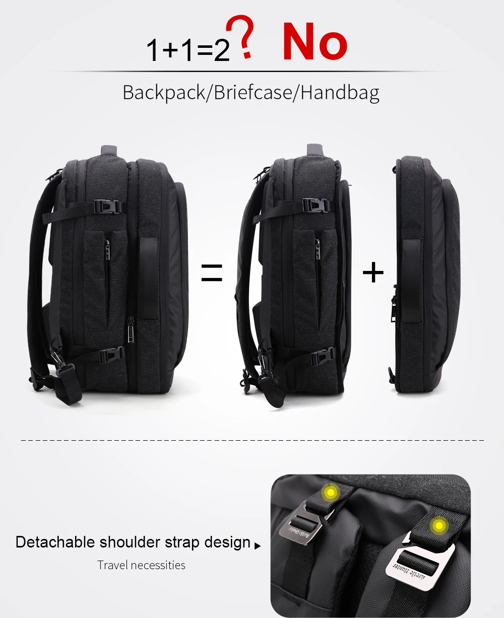 ARCTIC HUNTER съемные многофункциональные 17 дюймов рюкзаки для ноутбука для деловых мужчин Mochila мужской рюкзак для путешествий сумка на плечо