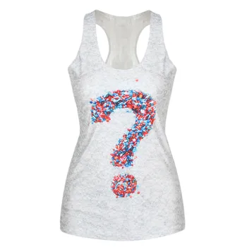 

Women Question Mark Print Fitness Casual Vest Workout Seamless Summer Aerobics Exercise Stretch Tank Top Hiphop Fiber Soft