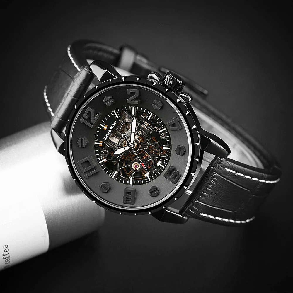 Keller & Weber Pilot Military Automatic Machanical Wrist Watch Men's Water Resistant Business Creative Watches Cool Male Clock (9)