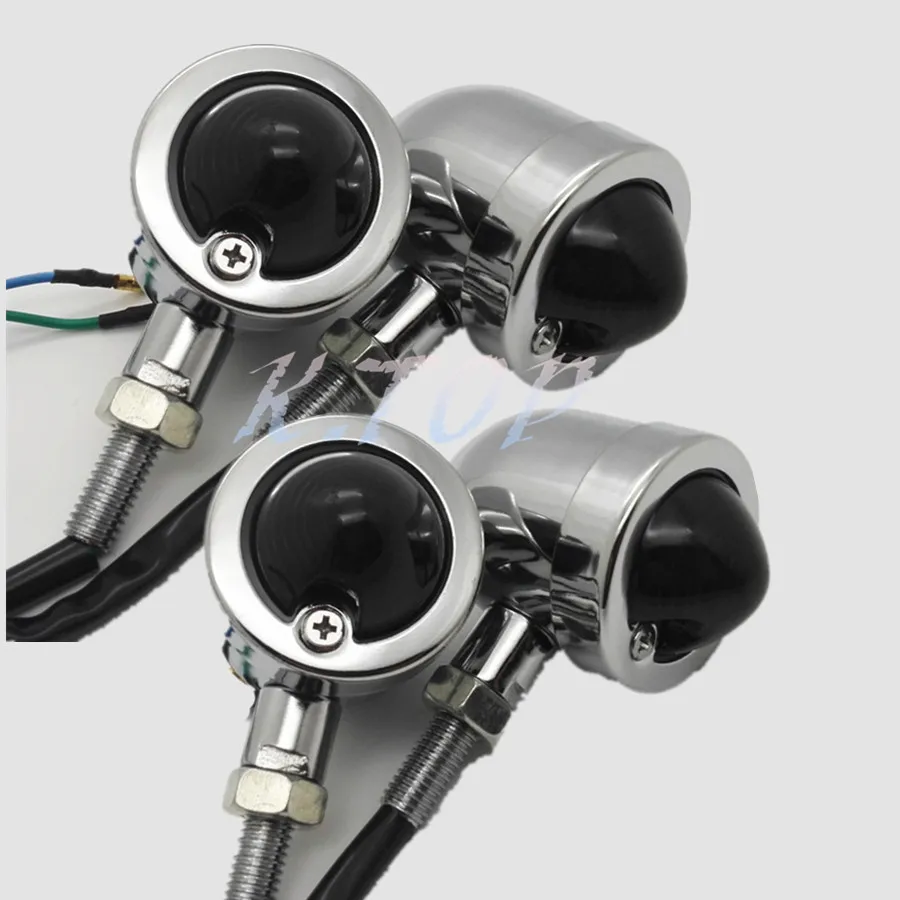 Chrome With Smoke Lens Bullet Heavy Motorcycle Turn Signals Bulb
