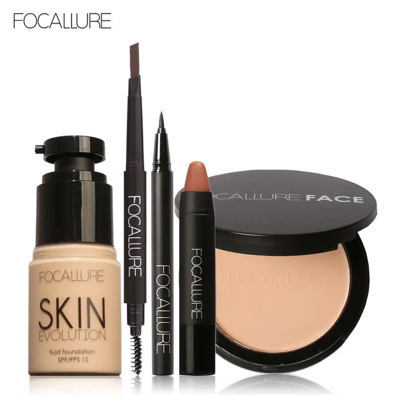 FOCALLURE Makup набор инструментов 8 шт. должны иметь косметику, включая подводку для глаз, пудру, карандаш для бровей, тональный крем, помада, ручка - Цвет: 20008 12