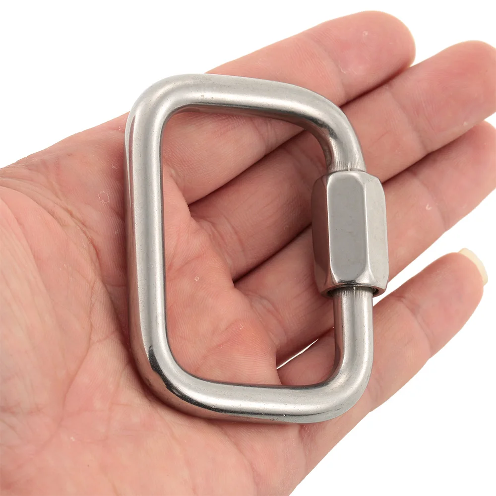 Stainless Steel Triangle Quick Link Locking Carabiner Hanging Hook Buckle  for Outdoor Camping Hiking