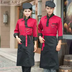 Еда услуги шеф повара КУРТКА Китайский магазин одежды Ресторан отеля форма шеф-повара для женщин мужчин черный повара B059C