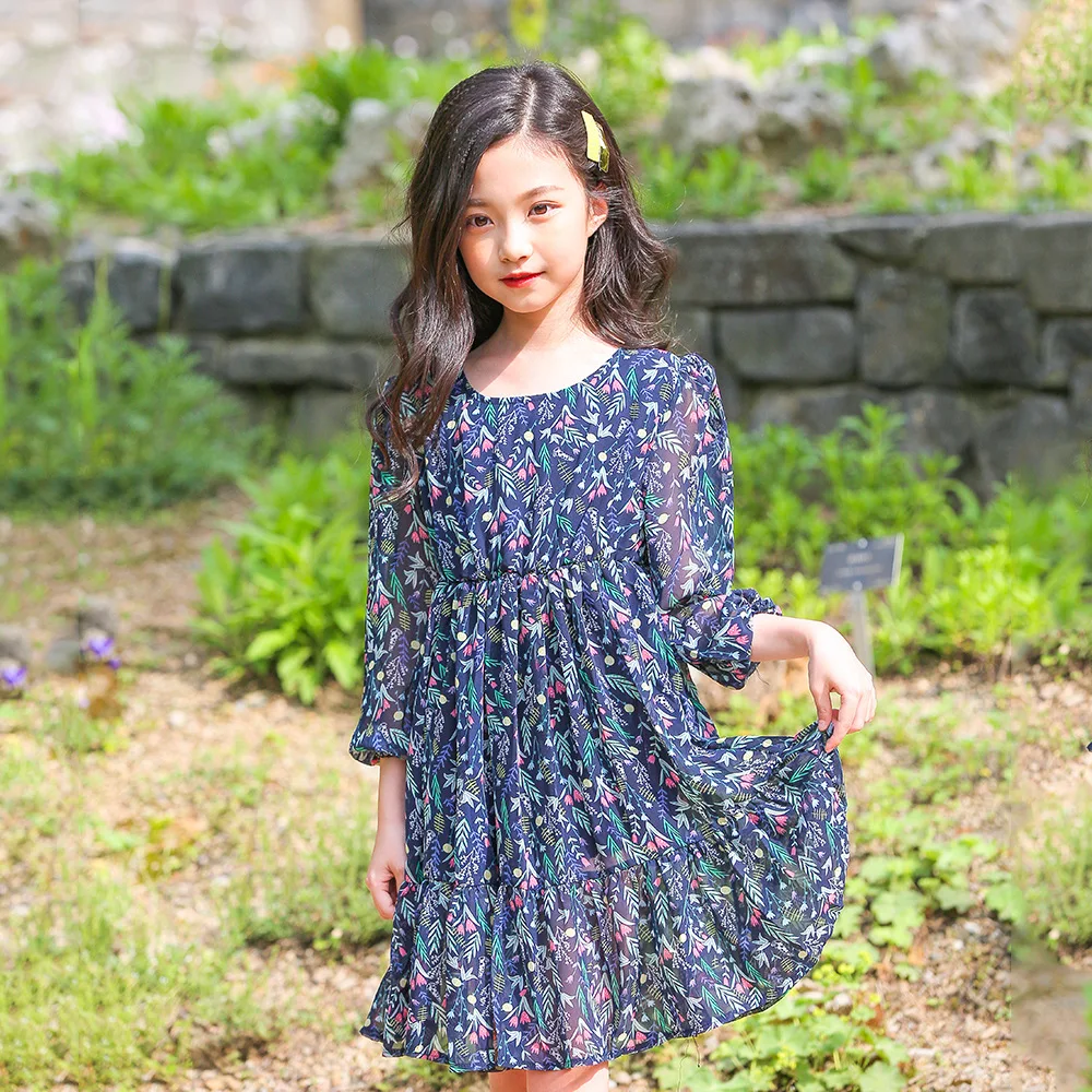 

2018 kids girls dress autumn spring teenage girls dresses child clothes girl chiffon dress size 3 4 5 6 7 8 9 10 11 12 years