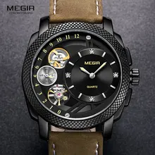 MEGIR Smart Quartz Watches for Men Fashion Casual Analogue Waterproof Wristwatch with Decorative Mechanical Movement 2091BKBN