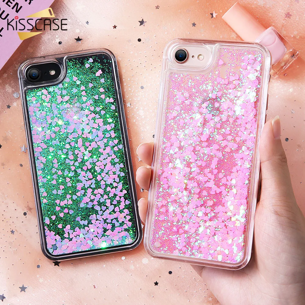 KISSCASE крышка для iPhone 5 5S SE дело Блеск зыбучие пески прозрачный телефона Чехлы 6 S 7 Plus