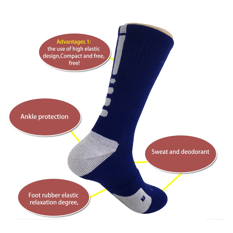 5 Pair Screw Thread Men's Sport Socks Solid Color Non-slip Four Seasons Male Medium Socks Cotton Thick Breathable Absorption (6)