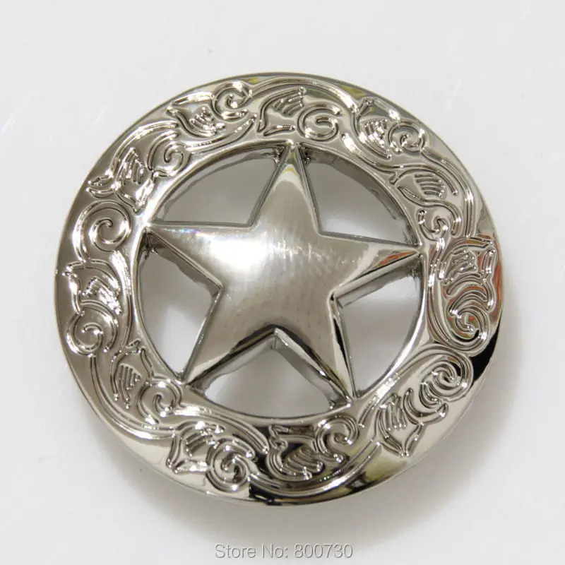 KB202) 10 шт. 1-1/8 ''Western Texas Star button Leathercraft Saddlery Button серебро
