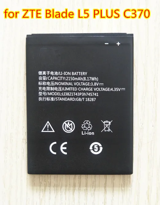 

aB-TAIHENG New Li3821T43P3h745741 Battery for ZTE Blade L5 PLUS C370 Accumulator battery 2150mAh