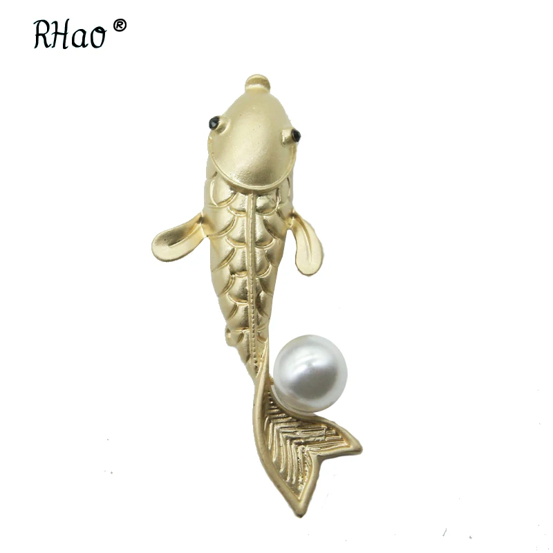 RHao классический красный эмаль рыбы золотом Цвет рыба броши для Для женщин платье для девочек пальто украшения пряжки костюм корсаж