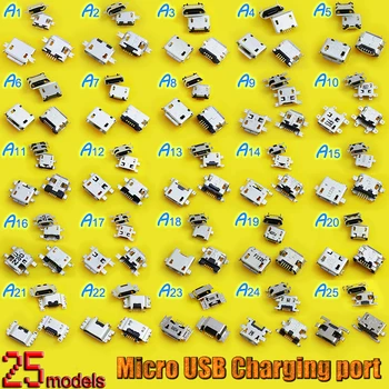 

25Models charging port mini micro usb connector jack 7pin 5 pin socket b female V8 plug for HTC for ZTE for Motorola for Google