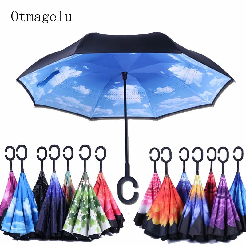 Mini Reverse Folding Sun Umbrella Kids Adult Double Layer Inverted Flower Parasol Windproof Rain Car Umbrellas For Women Men