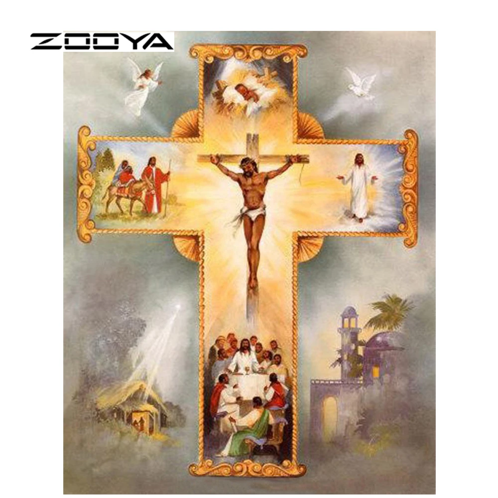ZOOYA 3D Diamond Painting Full Square Religious DIY House Wall Sticker Mosaic Pictures Rhinestones AT531 | Дом и сад