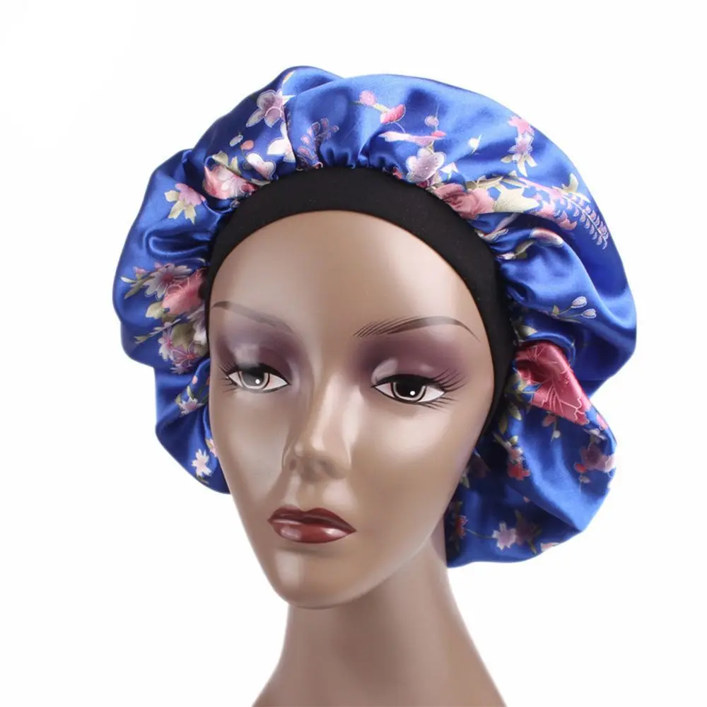 Новая модная женская Роскошная широкая лента атласная шапочка для душа Удобная Ночная шапочка для сна женский тюрбан
