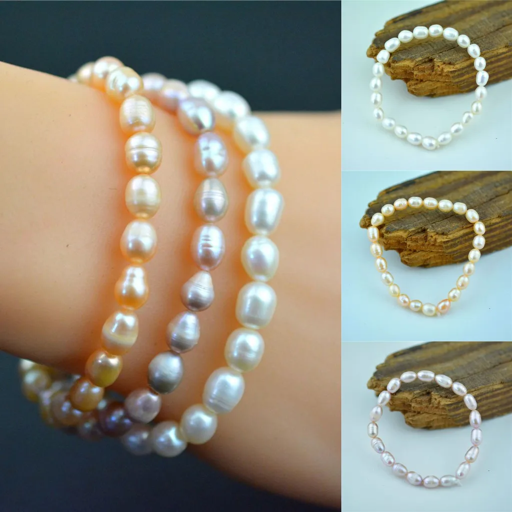 

Fashion Round Pearl Bracelets for Women White Pink Purple Cultured Freshwater Pearl Jewelry Baroque Pearl Bracelets & Bangles