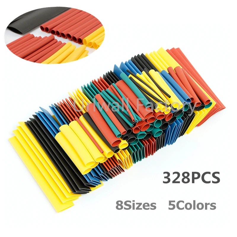 328pcs Cable Sleeve Heat Shrink Tubing 21 Polyolefin Shrinking