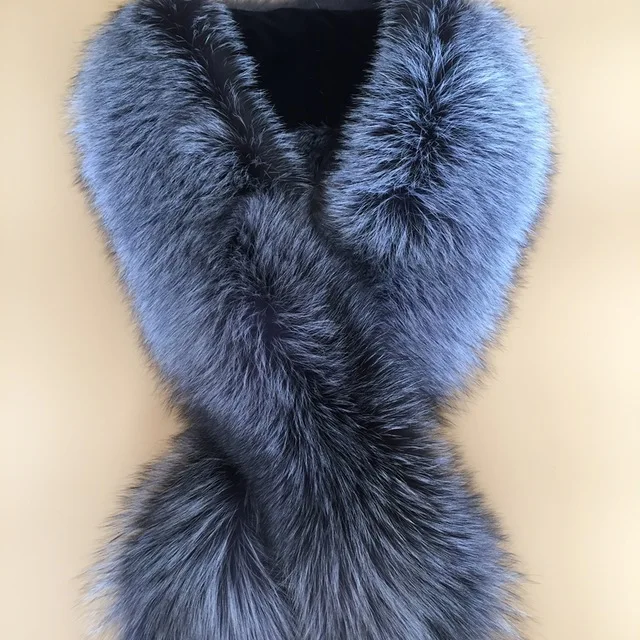 

100% Real fox Fur Collar Natural Fur Shawl Luxury Silver Scarf 130cm Women Real Fox Collars Down Wear Scarf Wholesale Hot Sell