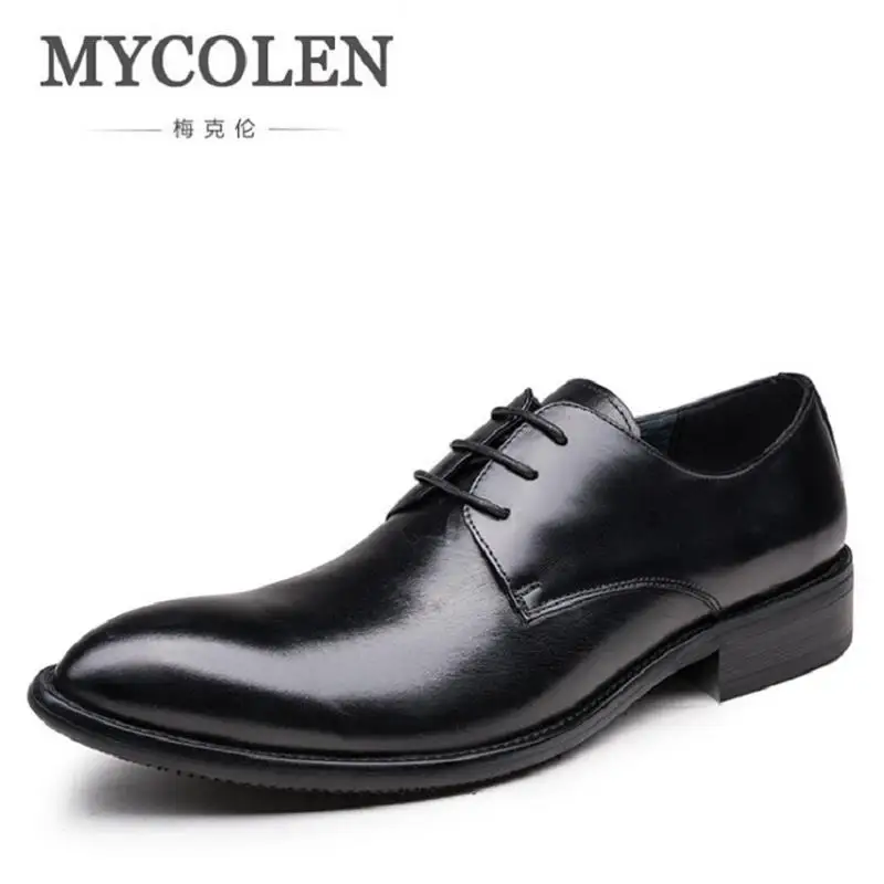 MYCOLEN Man Flat Designer Classic Men Dress Shoes Genuine Leather Black Brown Italian Formal Oxfords for Wedding Erkek Ayakkabi цена MYCOLEN Man Flat Designer Classic Men Dress Shoes Genuine Leather Black Brown Italian Formal Oxfords for Wedding Erkek Ayakkabi цены онлайн