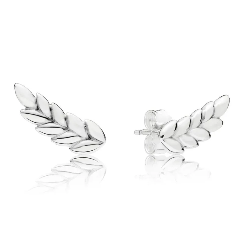 

2018 100% 925 Sterling Pure Silver Branded Earring For Women Curved Grains Earrings Studs Fashion Lady Europe Jewelry Party Gift