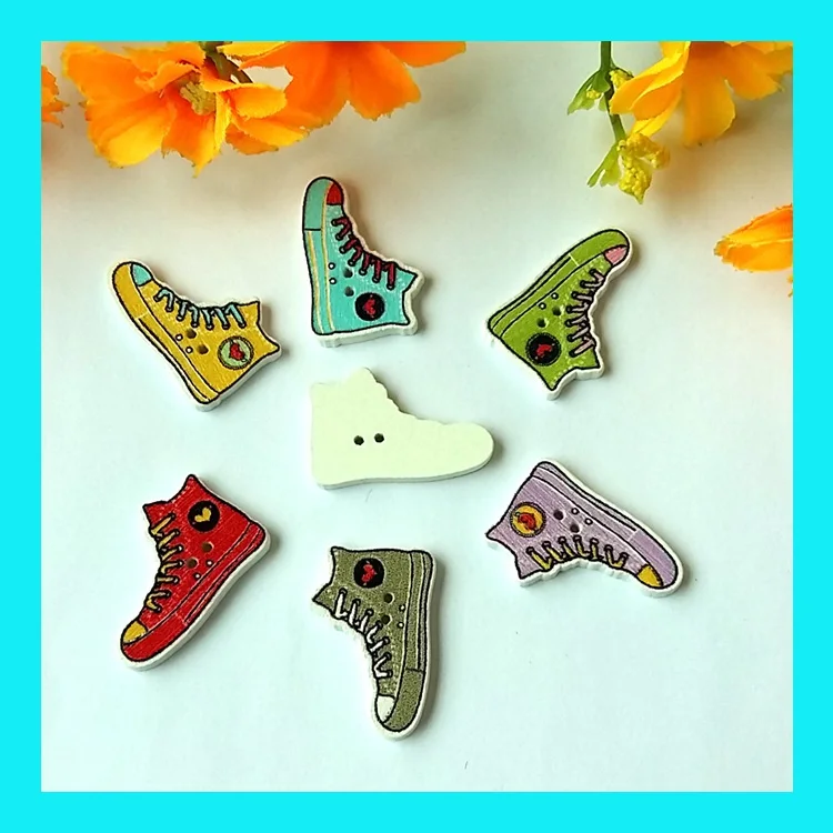 50PCS Shoe Shape wooden decorative buttons garment accessories fashion