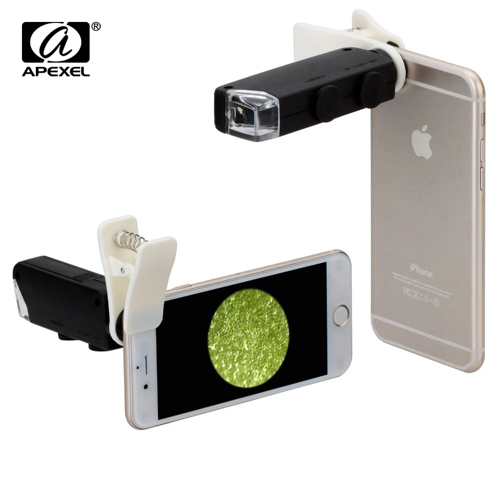 

Universal Clip LED 60X - 100X Zoom Microscope Magnifier Micro Mobile Phone Camera Lens For iPhone 7 6 Samsung S5 Xiaomi Huawei