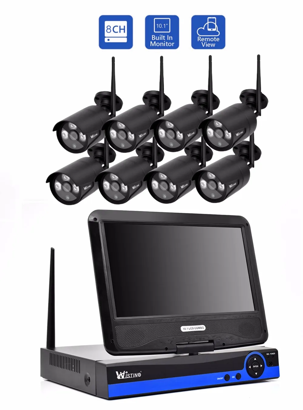 Wistino 960P IP Camera CCTV Security System Kit Wireless 4CH NVR Wifi Outdoor P2P Monitor Kits IR LCD Screen Surveillance Camera (2)