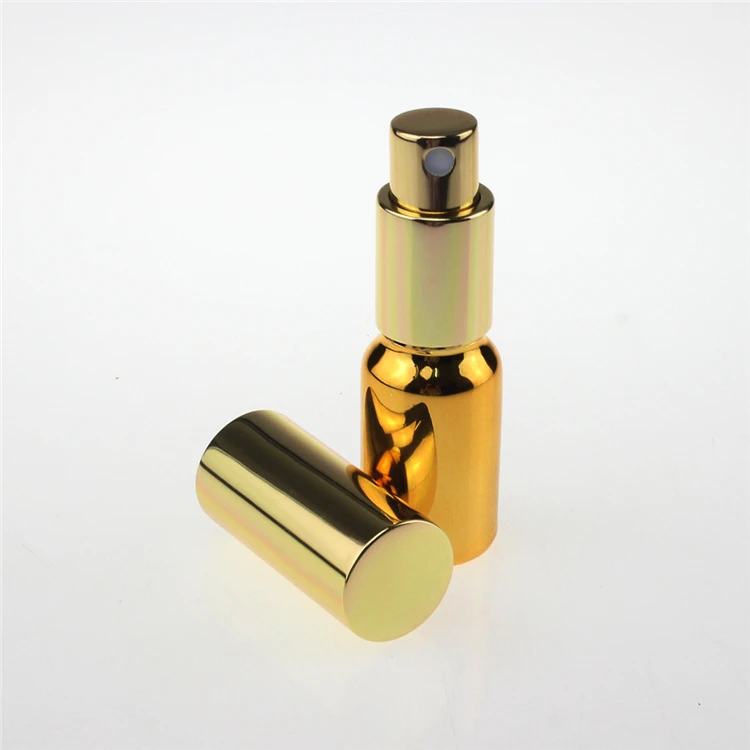 100pcs  high-grade fine mist golden 10ml mini glass spray perfume bottles, empty 10 ml glass spray atomizer bottles for sale