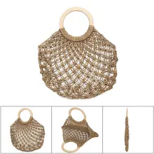 Женская сумка ручной работы, соломенная плетеная круглая ручка, Большая вместительная летняя пляжная сумка, Лучшая распродажа-WT