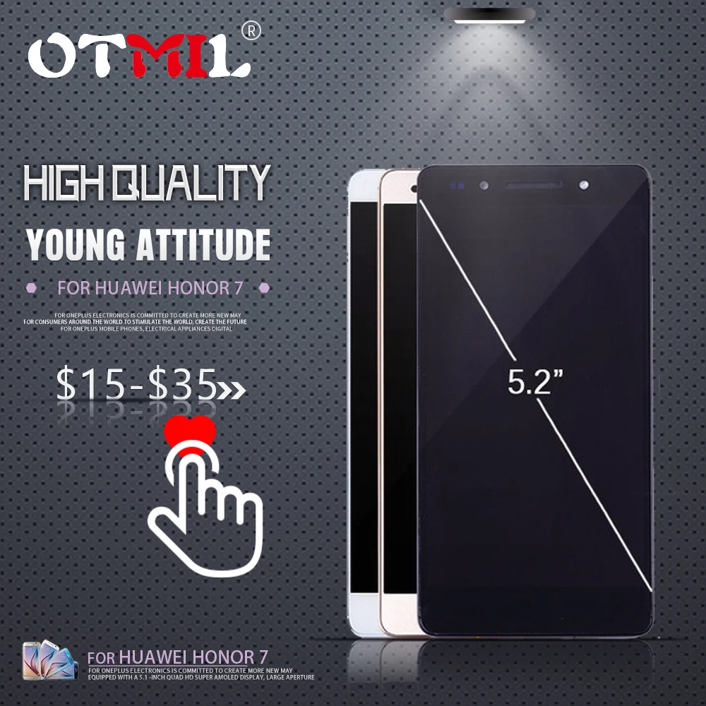 

OTMIL 5.2" For HUAWEI Honor 7 LCD Display Touch Screen with Frame PLK-TL01H PLK-L01 PLK-UL00 PLK-AL10 For HUAWEI Honor7 Display