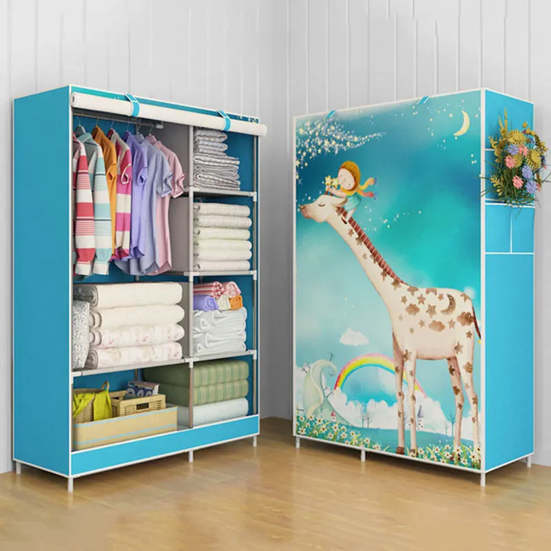 3D Cartoon Pattern Folding Cloth Wardrobe Closet Children Room Decorate Storage Cabinet Bedroom Assembly Wardrobe Home Furniture 3D Cartoon Pattern Folding Cloth Wardrobe Closet Children Room Decorate Storage Cabinet Bedroom Assembly Wardrobe Home Furniture